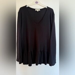 Black long sleeve ruffle top #longsleeve